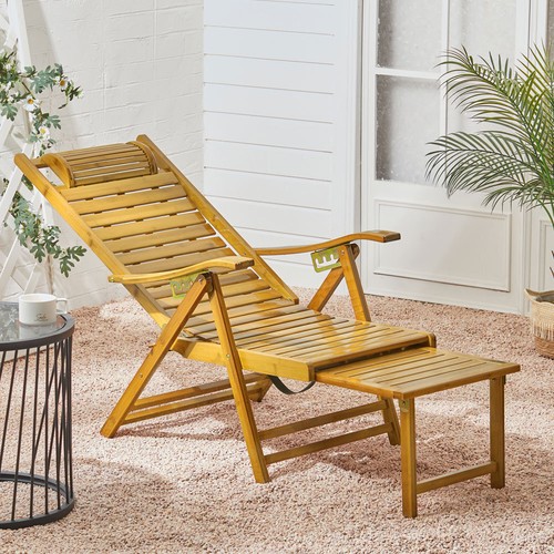 Bamboo foldable sun lounger - bamboo,