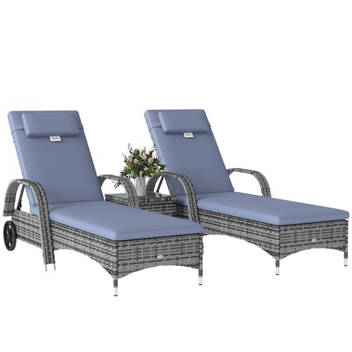 Outsunny pcs rattan - 3, lounger