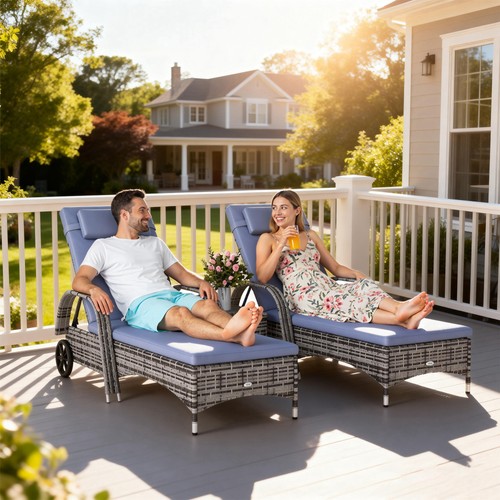 Rattan sun lounger - rattan,